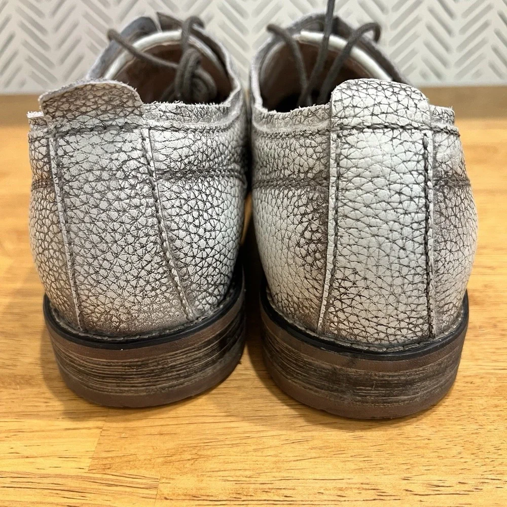 Bed Stu Dupont Men's Size 13 Gray Textured Distress Leather Lace Up Oxford Shoes